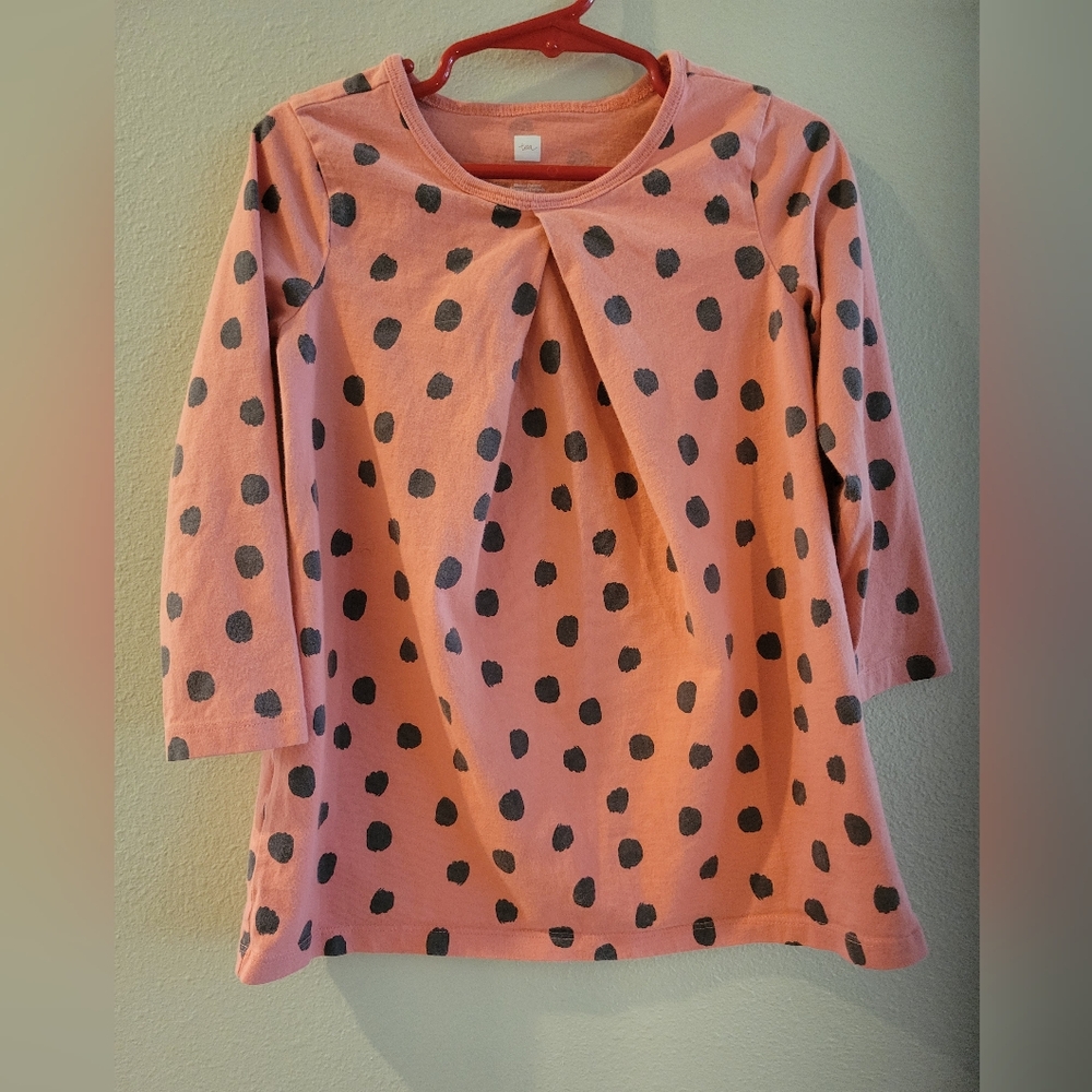 Tea Collection Pink and Black Dress with Polka Dots Size 3
